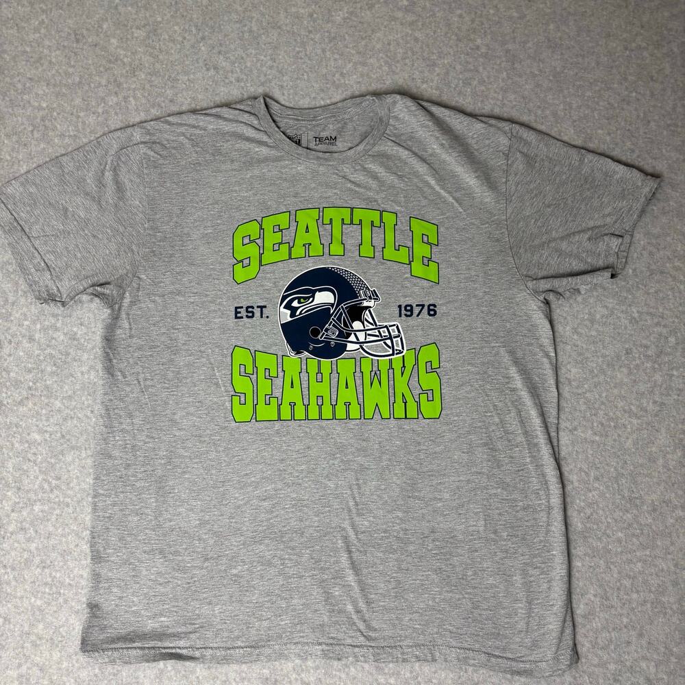 NFL Team Apparel Seattle Seahawks Gray Cotton Blend T-Shirt - XL